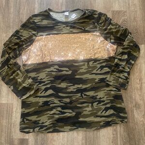Camo Sequin Long Sleeve Shirt